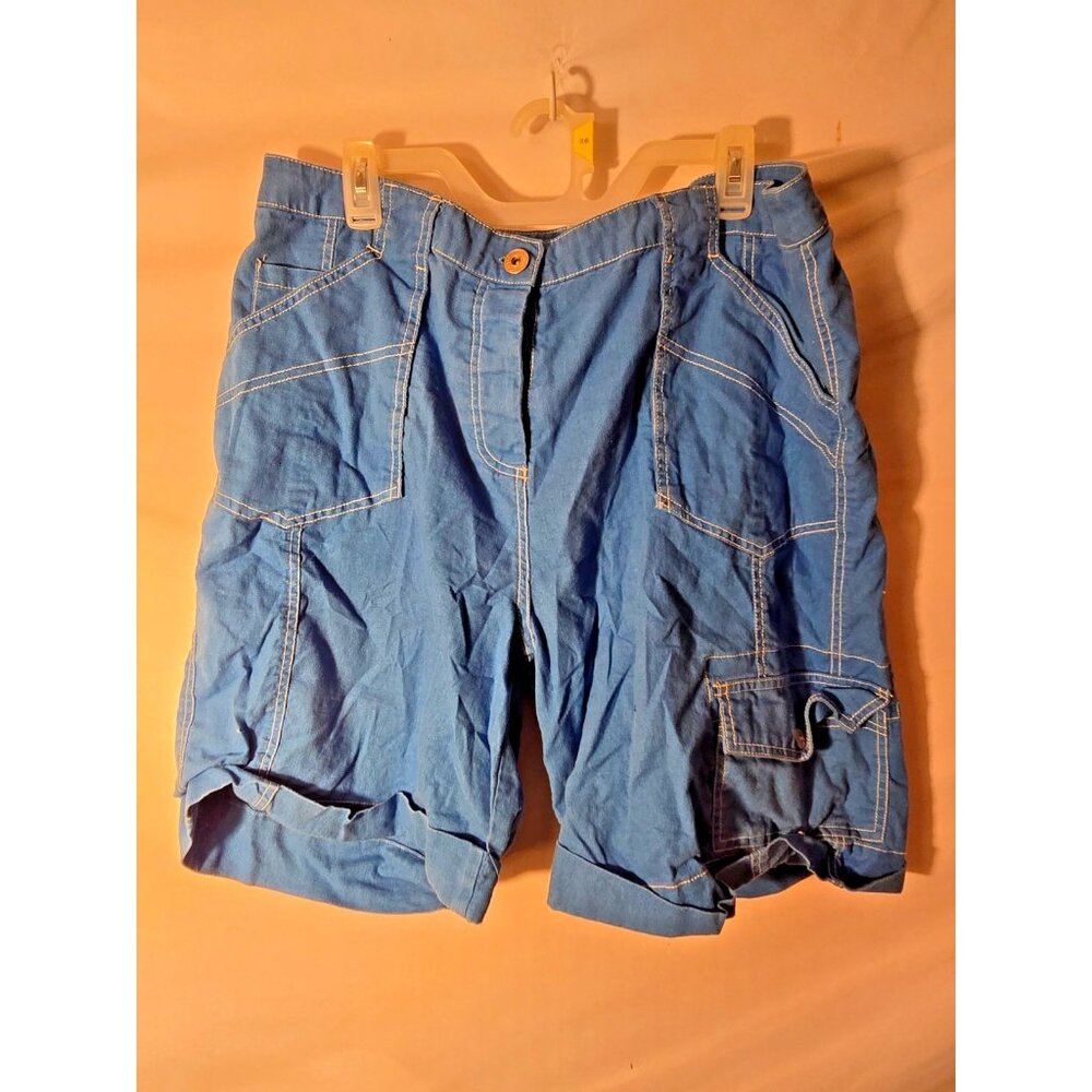 Sherry Taylor Blue Cargo Shorts Linen Blend Women’s Plus Size 1X Coastal Grandma